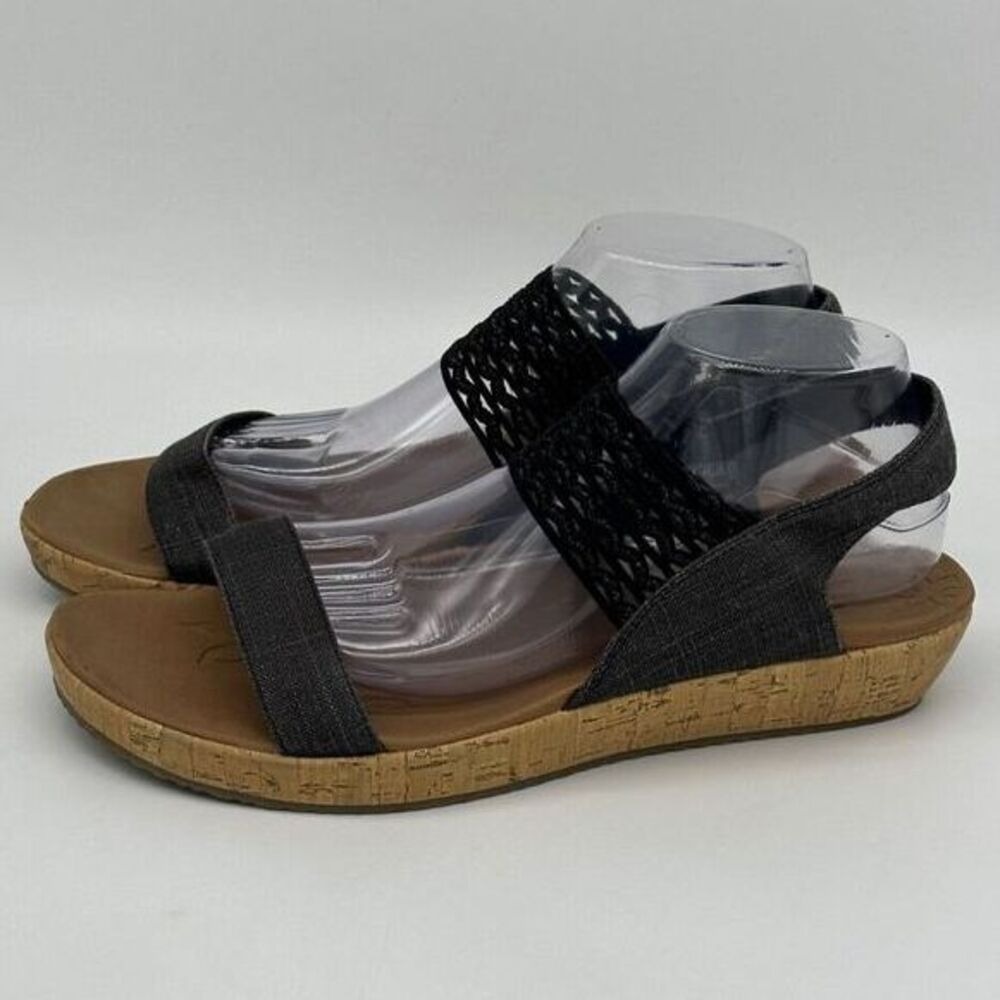 Skechers Brie Most Wanted Wedge Foam Sandals Womens Black 11 Open Toe 119013